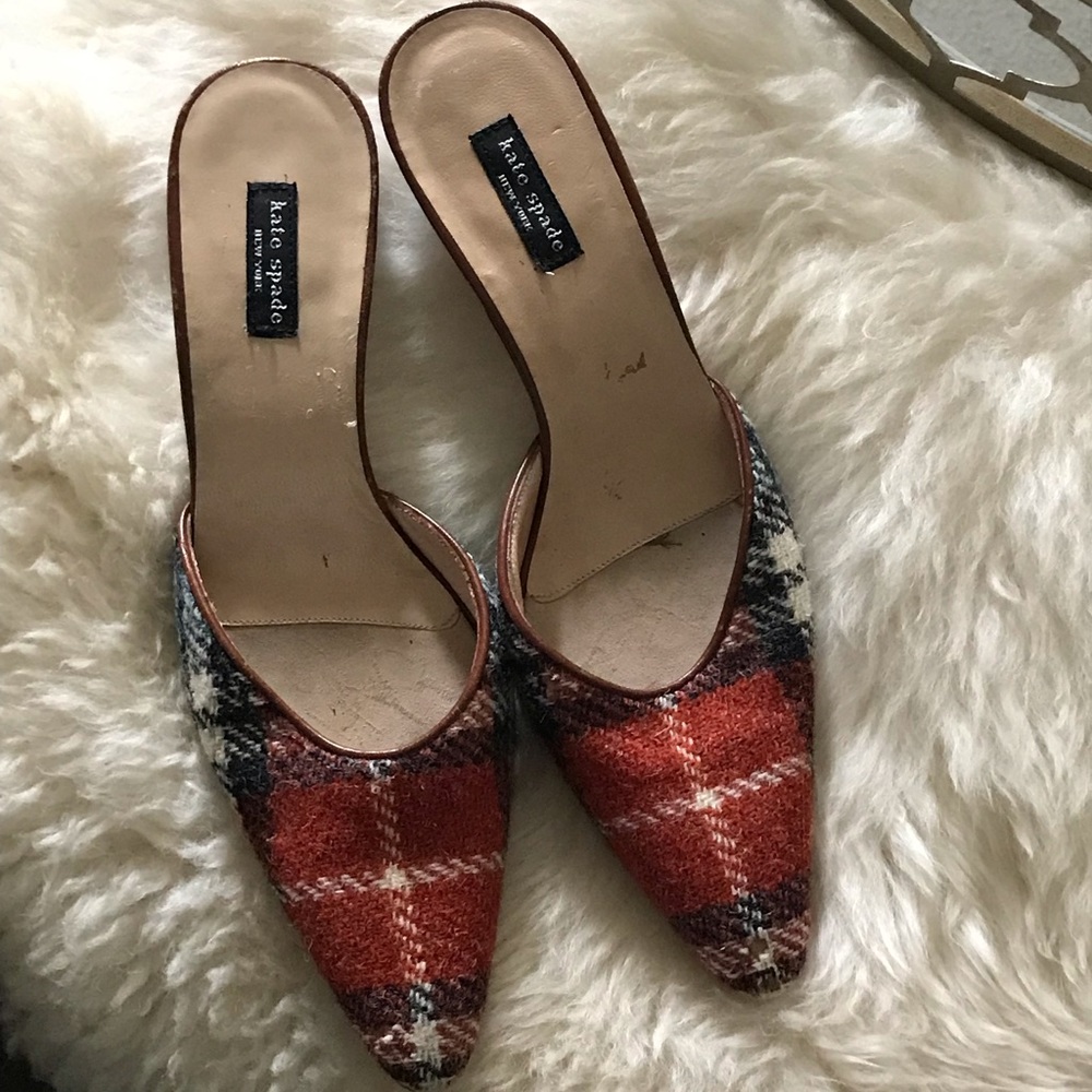 Kate Spade Red plaid mules